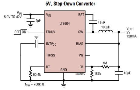 アプリケーション回路図 - Analog Devices Inc. LT8604スイッチング電圧レギュレータ